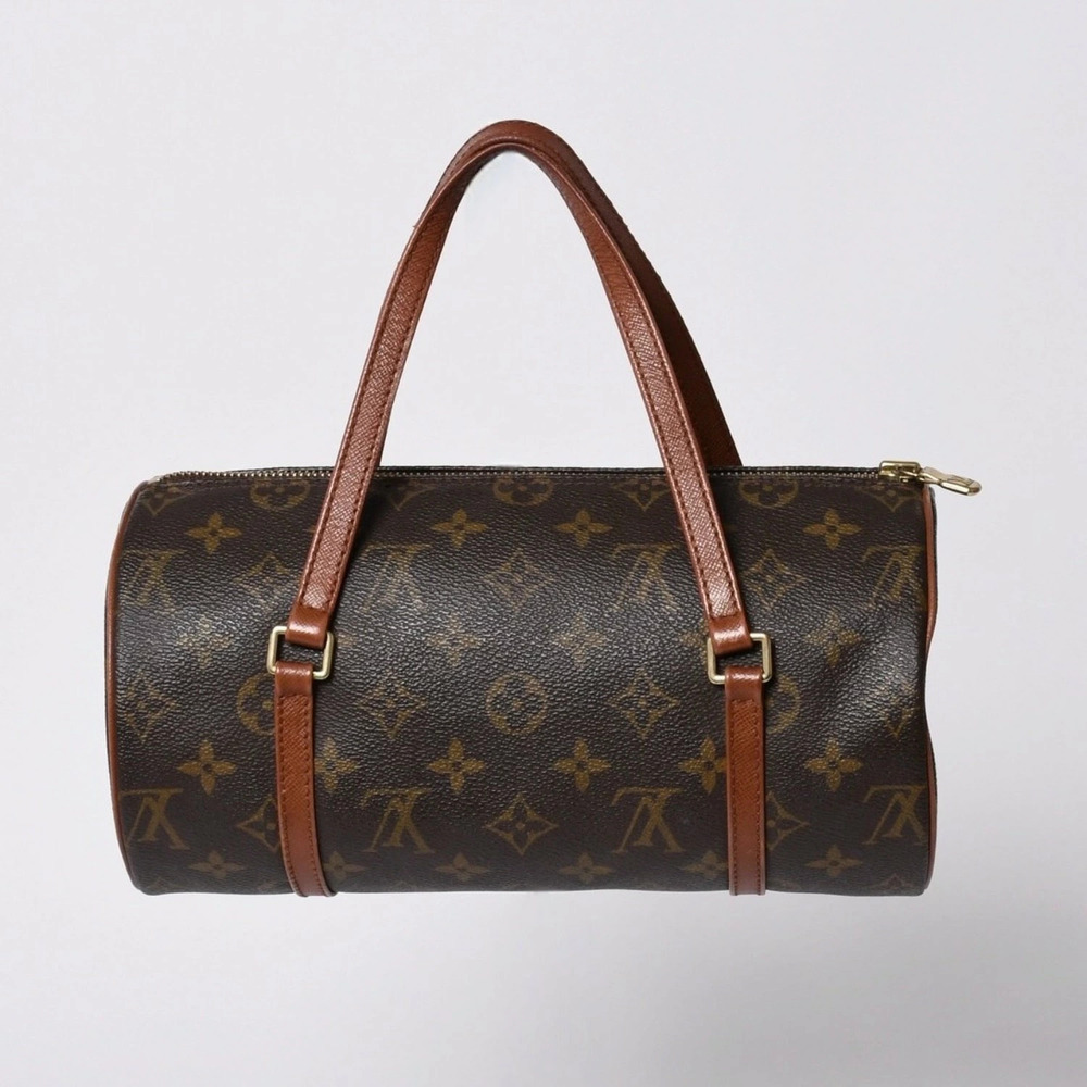 LOUIS VUITTON Papillon Handbag Monogram Cylindrical Canvas Brown